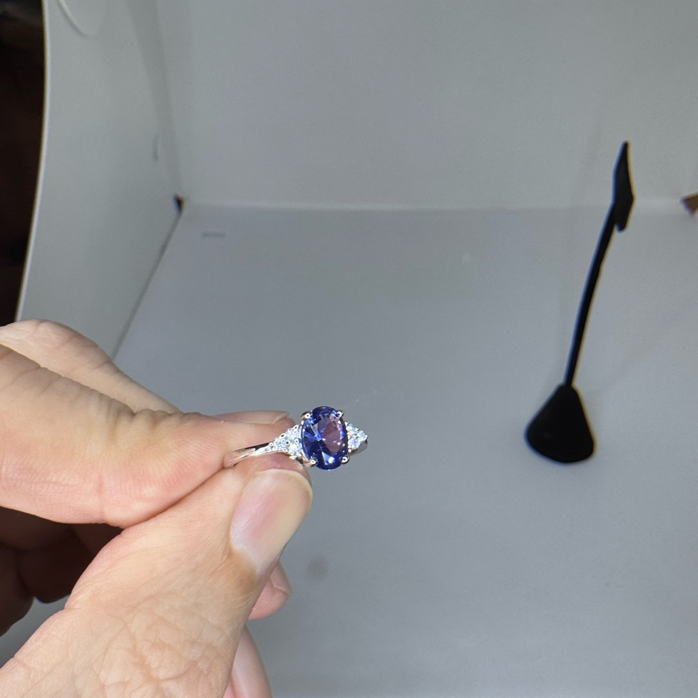 Elegant Silver and Purple Women's Ring